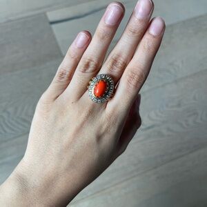 Vintage Orange and Gold Plated Ring